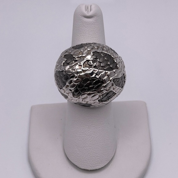 Rhodium Plated Snakeskin Chunky Ring - Size 7 - Picture 1 of 8